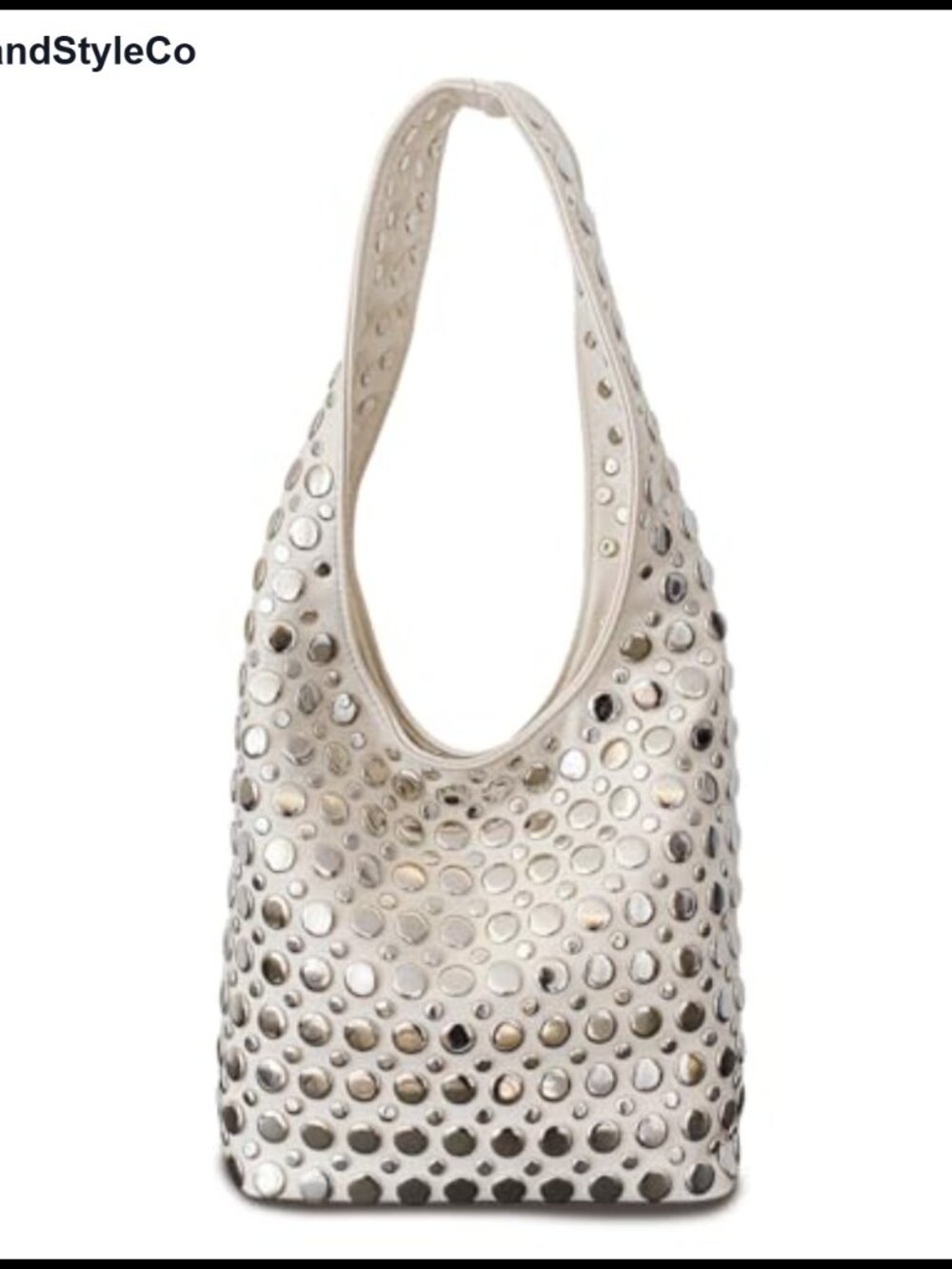 Punk Studded Hobo Shoulder Bag Synthetic Leather Rivet Handbag Tote Purse